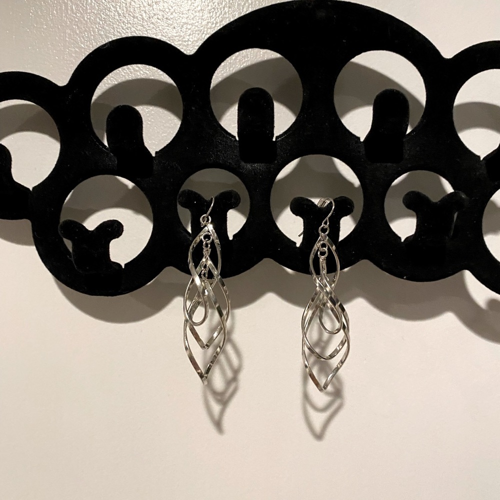 Silver Plated Dangle Vintage Statement Earrings - image 1